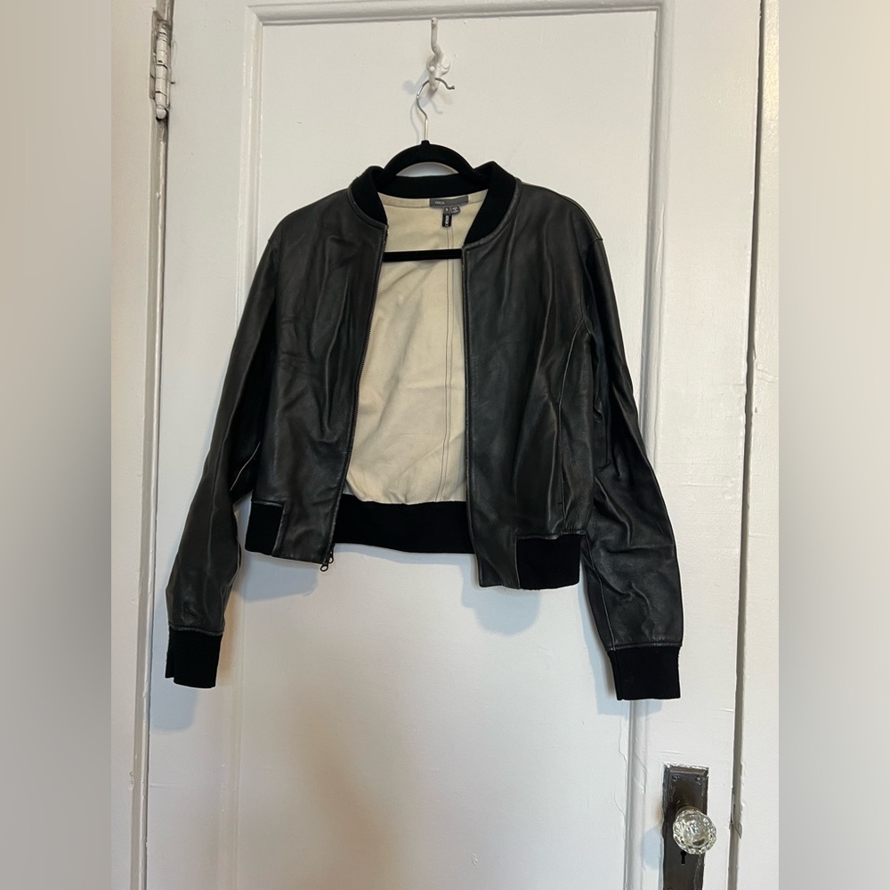 Vince Leather Bomber Jacket